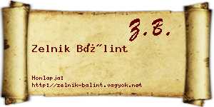 Zelnik Bálint névjegykártya